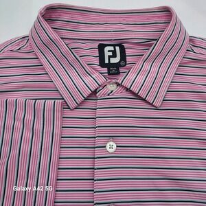FootJoy FJ Golf Polo Shirt Pink Stripe XL Performance DryJoy
